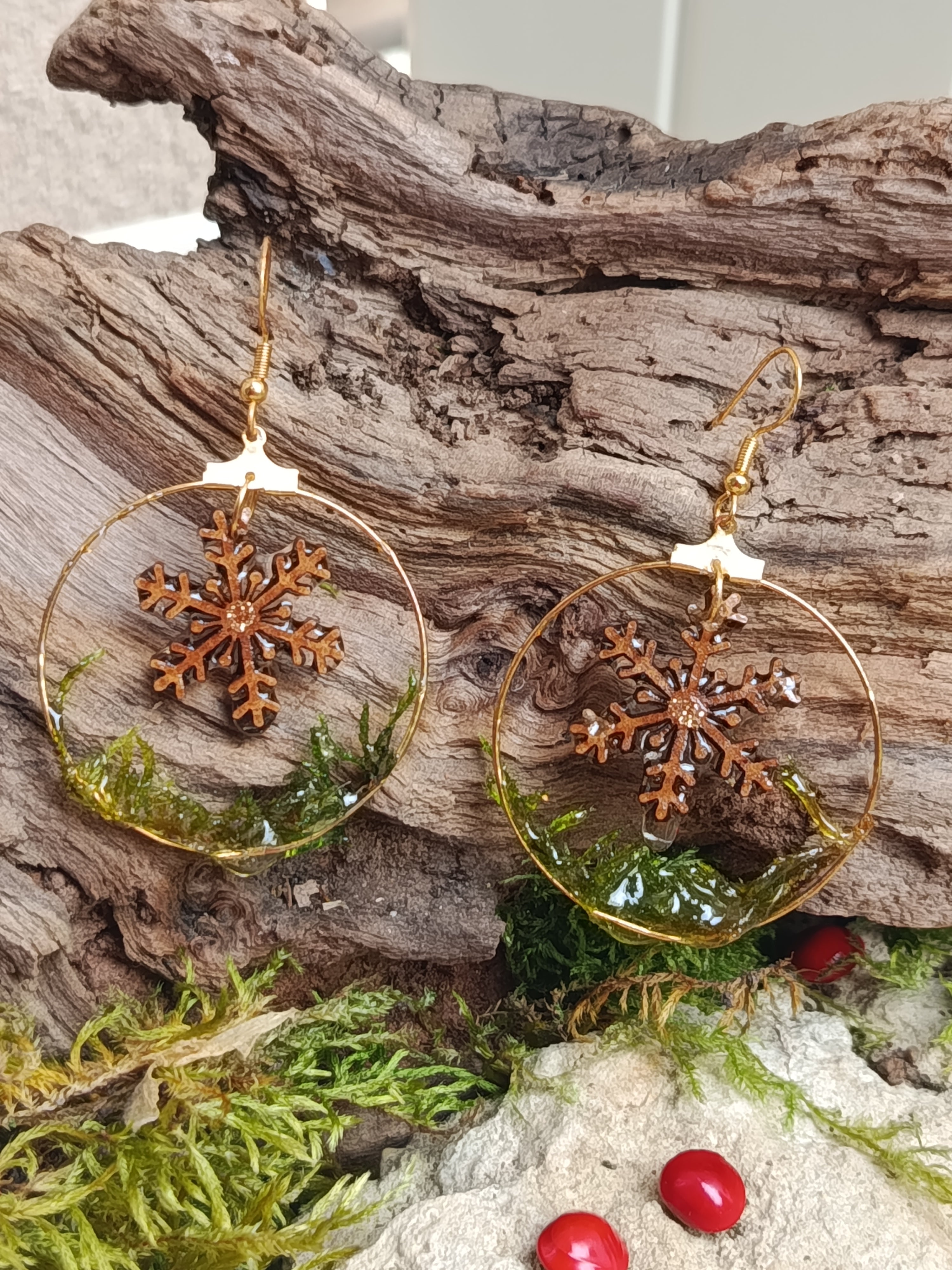 Boucles d'oreilles bois