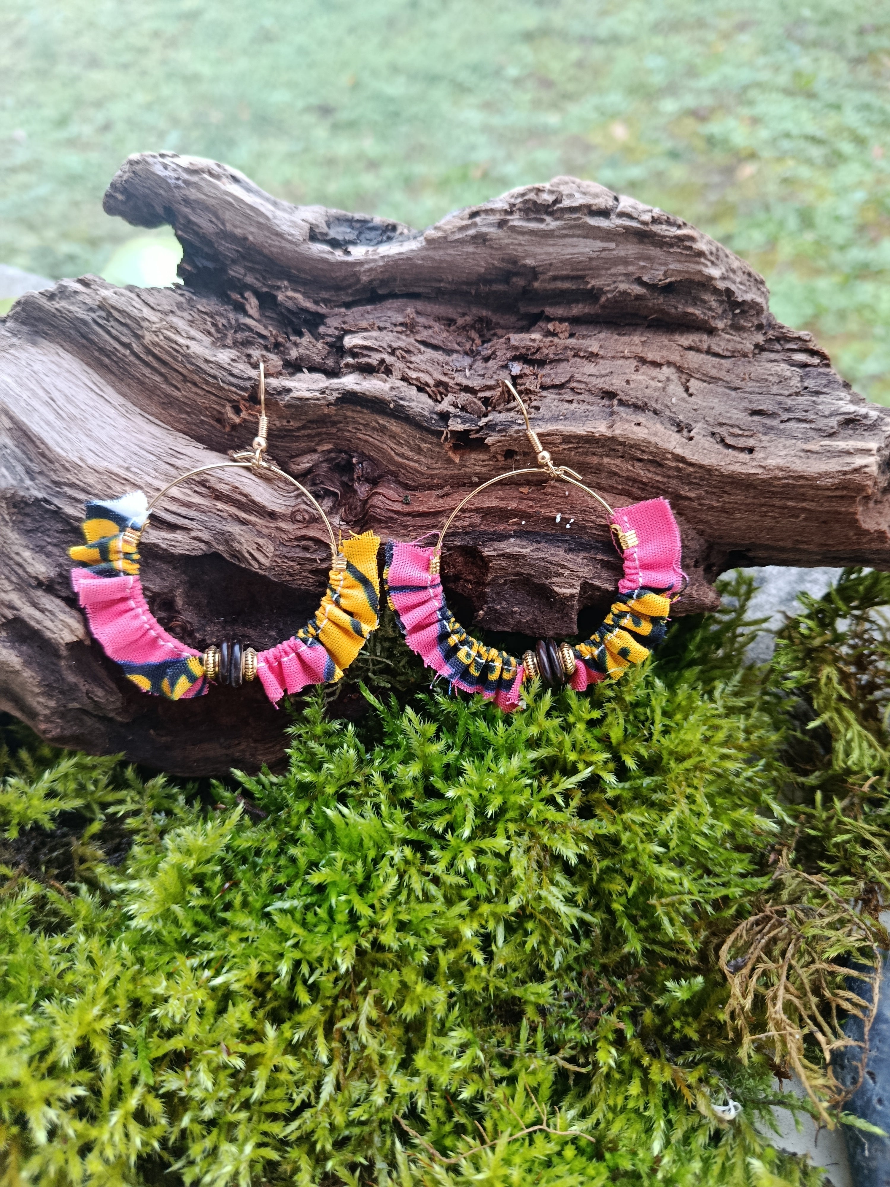 Boucles d'oreilles en tissu wax