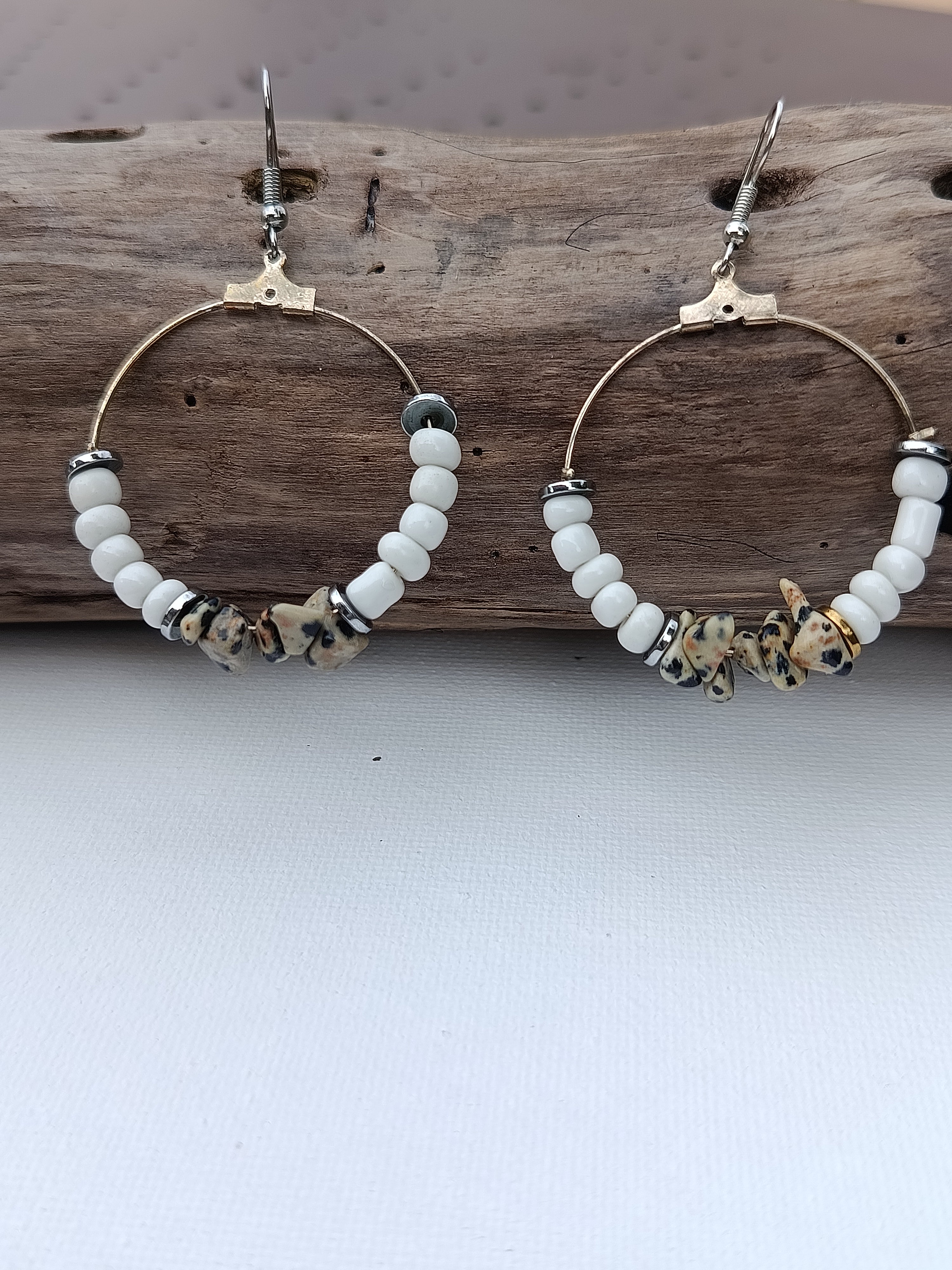 Boucles d'oreilles perles et pierres